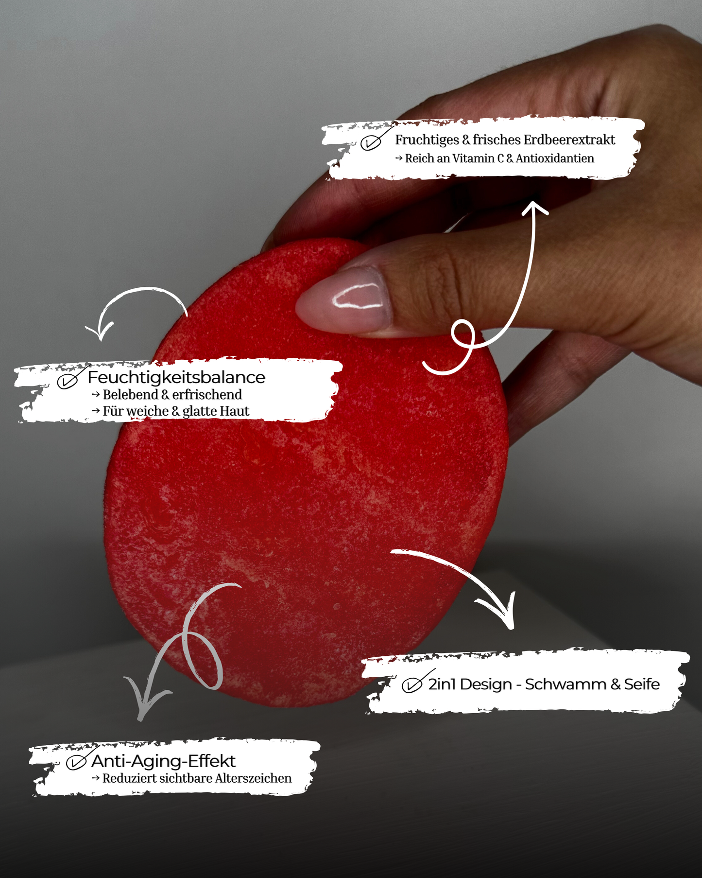 Erdbeeren Schwammseife / Strawberry Sponge Soap