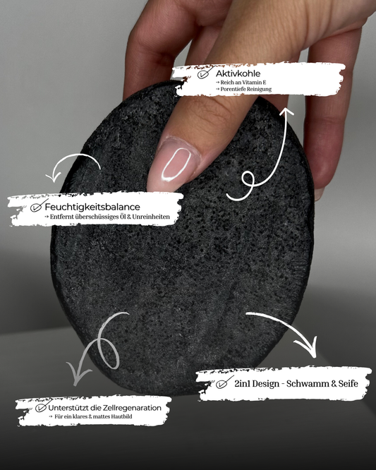 Aktiv Kohle Schwammseife / Activated Carbon Spone Soap