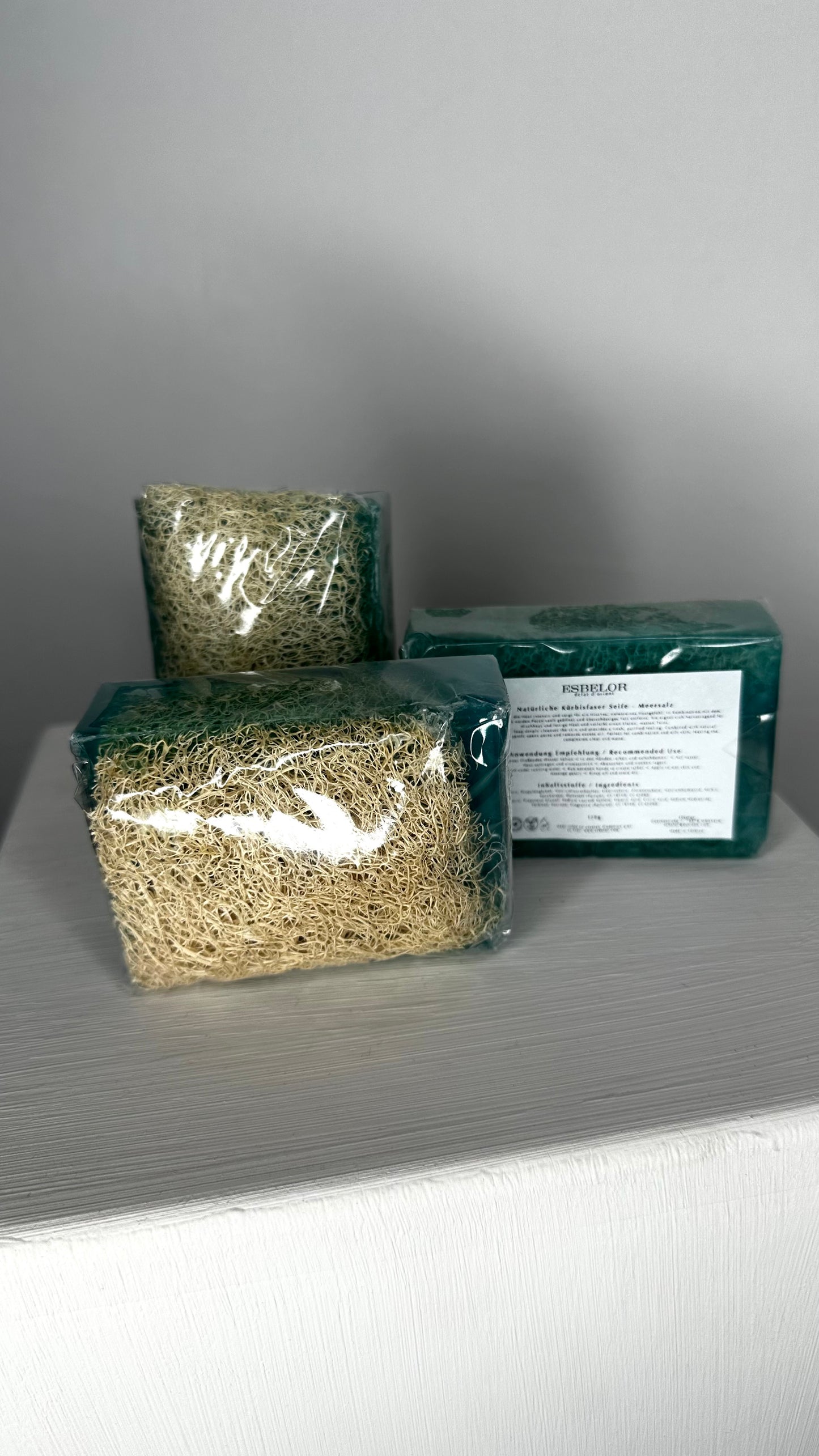 Natürliche Kürbisfaser Seife - Meersalz / Natural Pumpkin Fiber - Sea Salt