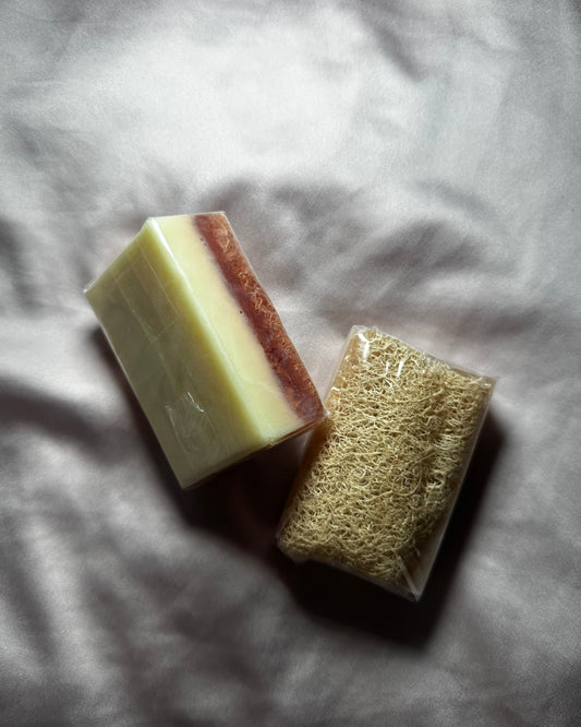 Natürliche Kürbisfaser Seife - Ziegenmilch mit Honig / Natural Pumpkin Fiber - Goatmilk with Honey