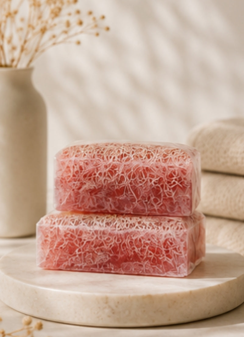 Natürliche Kürbisfaser Seife - Granatapfel / Natural Pumpkin Fiber - Pomegranate
